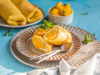 Hong Kong style mango pancakes